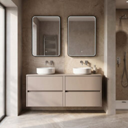 Balterley Chartley Contemporary Wall Hung 4 Drawer Vanity Unit With Laminate Worktop, 1200mm, Taupe - thumbnail 2
