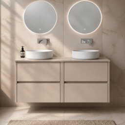 Balterley Chartley Contemporary Wall Hung 4 Drawer Vanity Unit With Laminate Worktop, 1200mm, Taupe - thumbnail 3