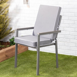 Alfresia Grey Outdoor Garden Dining Chair Cushion 57(H) X 45(W) X 40(D)Cm With Luxury Thick Foam Filling And Ties - thumbnail 3