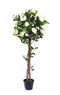 Best Artificial 4Ft - 120Cm White Rose Flower Tree - image 1