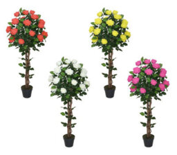 Best Artificial 4Ft - 120Cm White Rose Flower Tree - thumbnail 2