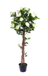 Best Artificial 4Ft - 120Cm White Rose Flower Tree - thumbnail 1