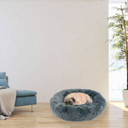 Actiaspet Dog Cat Bed Fluffy Donut Kitten Puppy Pet Cushion Calming Mattress M (Dark Grey) - thumbnail 3