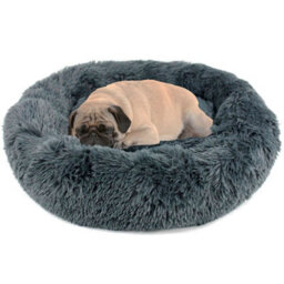 Actiaspet Dog Cat Bed Fluffy Donut Kitten Puppy Pet Cushion Calming Mattress M (Dark Grey) - thumbnail 2