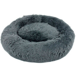 Actiaspet Dog Cat Bed Fluffy Donut Kitten Puppy Pet Cushion Calming Mattress M (Dark Grey) - thumbnail 1