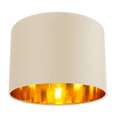 Happy Homewares Contemporary Cream Cotton 10 Table/pendant Lamp Shade With Shiny Copper Inner - image 1