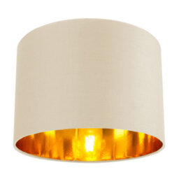 Happy Homewares Contemporary Cream Cotton 10 Table/pendant Lamp Shade With Shiny Copper Inner