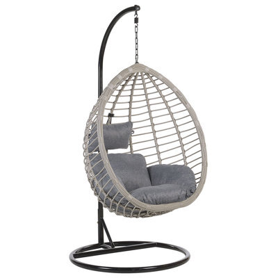 Beliani Hanging Chair With Stand Tollo Pe Rattan Grey - image 1