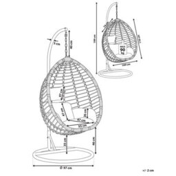 Beliani Hanging Chair With Stand Tollo Pe Rattan Grey - thumbnail 3