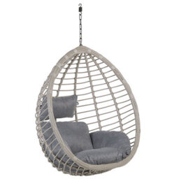 Beliani Hanging Chair With Stand Tollo Pe Rattan Grey - thumbnail 6