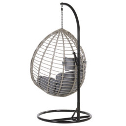 Beliani Hanging Chair With Stand Tollo Pe Rattan Grey - thumbnail 5