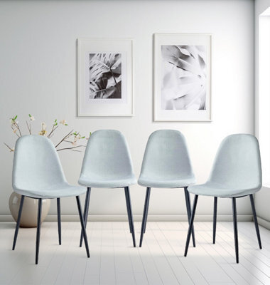 Hallowood Furniture Cullompton Light Grey Fabric Dining Chair With Black Legs X 4 - image 1