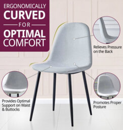 Hallowood Furniture Cullompton Light Grey Fabric Dining Chair With Black Legs X 4 - thumbnail 4
