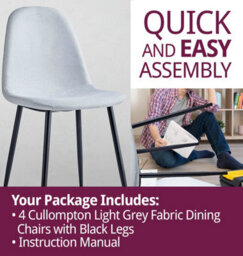 Hallowood Furniture Cullompton Light Grey Fabric Dining Chair With Black Legs X 4 - thumbnail 7