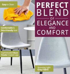 Hallowood Furniture Cullompton Light Grey Fabric Dining Chair With Black Legs X 4 - thumbnail 5