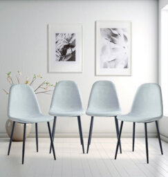 Hallowood Furniture Cullompton Light Grey Fabric Dining Chair With Black Legs X 4 - thumbnail 1