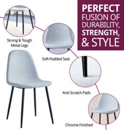 Hallowood Furniture Cullompton Light Grey Fabric Dining Chair With Black Legs X 4 - thumbnail 2