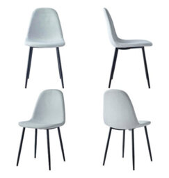 Hallowood Furniture Cullompton Light Grey Fabric Dining Chair With Black Legs X 4 - thumbnail 8