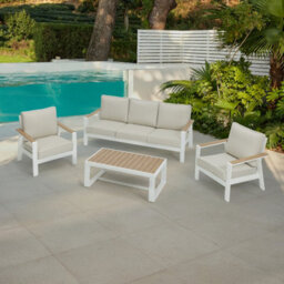 Home Detail Como Ivory Aluminium Garden Conversation Set With Grey Cushions - thumbnail 3