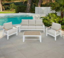 Home Detail Como Ivory Aluminium Garden Conversation Set With Grey Cushions - thumbnail 1