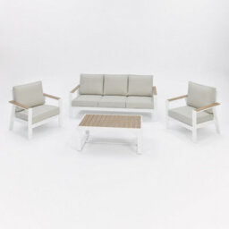 Home Detail Como Ivory Aluminium Garden Conversation Set With Grey Cushions - thumbnail 2
