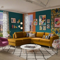 Orlando Velvet Living Room Corner Sofa Metal Legs Freestanding Upholstered Back 2355Cm 212Cm 85Cm Mustard Left - thumbnail 2