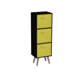 Urbn-Living Urbnliving 80Cm Height 3 Tier Black Wooden Storage Bookcase Scandinavian Style Pine Legs With Yellow Inserts - thumbnail 2