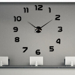 Black Frameless 3D Giant Wall Clock Stick-On Wall Clock For Modern Decor English Numbers - thumbnail 2