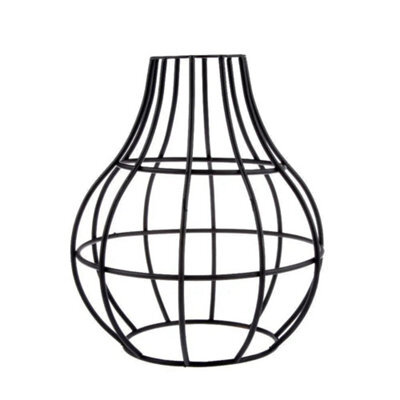 Metal Black Wire Cage Ceiling Light Shade Easy Fit Lamp Shade, Ceiling Hanging Indoor Pendant Light Lampshade (Black) - image 1
