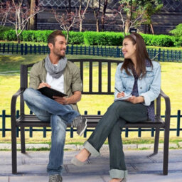 Outdoor Patio Loveseat Bench Steel Garden Bench With High Backrest - thumbnail 5