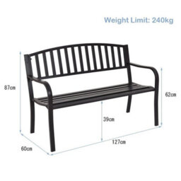 Outdoor Patio Loveseat Bench Steel Garden Bench With High Backrest - thumbnail 2