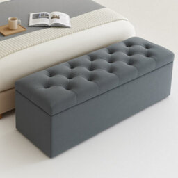 180Cm Chesterfield Ottoman Storage Box, Steel Grey Plush Velvet Upholstered Blanket Box, End Of Bed Bench, Deep Storage Chest