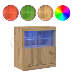 Berkfield Sideboard With Led Lights Artisan Oak 60X37X67 Cm - thumbnail 4