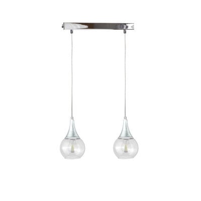 Luminosa Lighting Luminosa Lacrima Bar Pendant Ceiling Light Silver Transparent Glass Shade 2X E27 - image 1