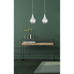 Luminosa Lighting Luminosa Lacrima Bar Pendant Ceiling Light Silver Transparent Glass Shade 2X E27 - thumbnail 3