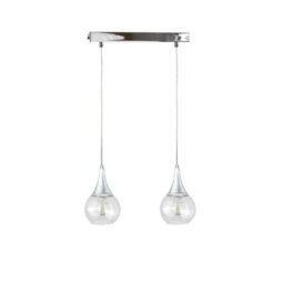 Luminosa Lighting Luminosa Lacrima Bar Pendant Ceiling Light Silver Transparent Glass Shade 2X E27 - thumbnail 1