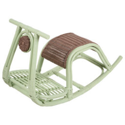 Wyld And Coco Kids Rattan Rocking Chair Light Green Boho Rustic - Lightweight, Handmade, No Assembly (W42 X D85 X H53Cm) - thumbnail 5