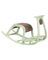 Wyld And Coco Kids Rattan Rocking Chair Light Green Boho Rustic - Lightweight, Handmade, No Assembly (W42 X D85 X H53Cm) - thumbnail 3