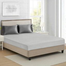 Ameha Silver Jersey Fitted Sheets King Size Extra Deep 30Cm Bed Sheets Anti Allergic Cotton Fitted Bedsheet 150 X 200 Cm - thumbnail 2