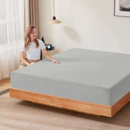 Ameha Silver Jersey Fitted Sheets King Size Extra Deep 30Cm Bed Sheets Anti Allergic Cotton Fitted Bedsheet 150 X 200 Cm - thumbnail 5