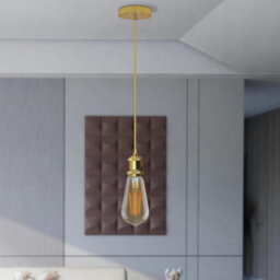 French Gold E27 Metal Lamp Holder, Vintage Edison Screw Light Bulb Socket For Pendant Ceiling Lights, 240V Uk - thumbnail 3