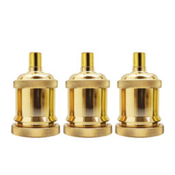 French Gold E27 Metal Lamp Holder, Vintage Edison Screw Light Bulb Socket For Pendant Ceiling Lights, 240V Uk - thumbnail 1