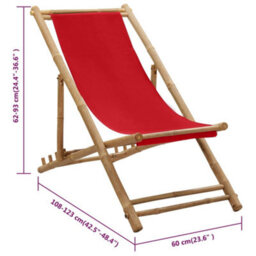 Walplus Deck Chair Bamboo For Garden, Backyard, Balcony And Canvas Red - thumbnail 8