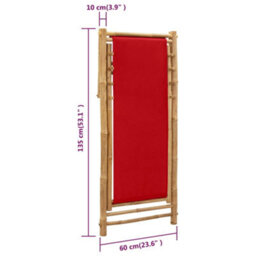 Walplus Deck Chair Bamboo For Garden, Backyard, Balcony And Canvas Red - thumbnail 9