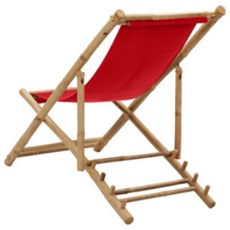 Walplus Deck Chair Bamboo For Garden, Backyard, Balcony And Canvas Red - thumbnail 4