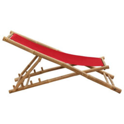 Walplus Deck Chair Bamboo For Garden, Backyard, Balcony And Canvas Red - thumbnail 5