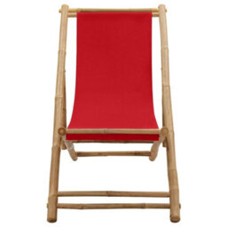Walplus Deck Chair Bamboo For Garden, Backyard, Balcony And Canvas Red - thumbnail 2