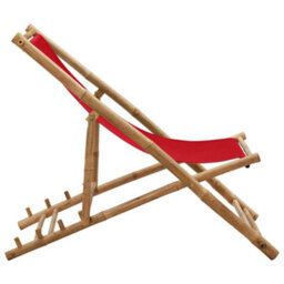 Walplus Deck Chair Bamboo For Garden, Backyard, Balcony And Canvas Red - thumbnail 3