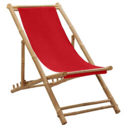 Walplus Deck Chair Bamboo For Garden, Backyard, Balcony And Canvas Red