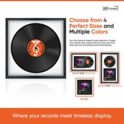 "16X16"" Silver Classic Vinyl Record Frame With Emerald Mount For 12 Inch Lp Disc - Ak Frames" - thumbnail 4
